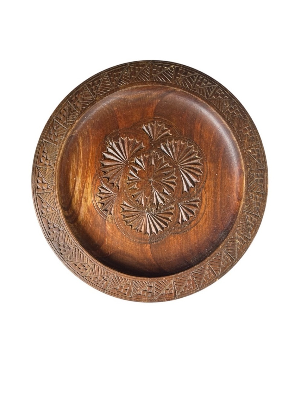 Vintage Wood Carved Trinket Display Bowl Boho Natural   Decor